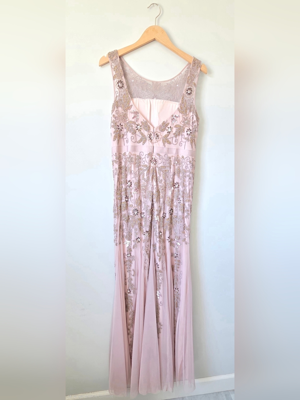 Adrianna Papell Icy Lilac Mesh Sequin Evening Gown Size 12 - Picture 3 of 8
